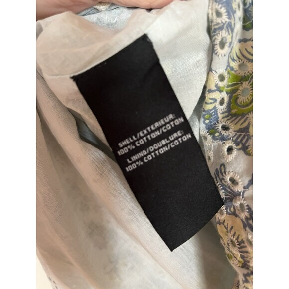 7 For All Mankind Floral mini dress cotton Eyelet Puff Sleeve Cottagecore , XS - Picture 7 of 8